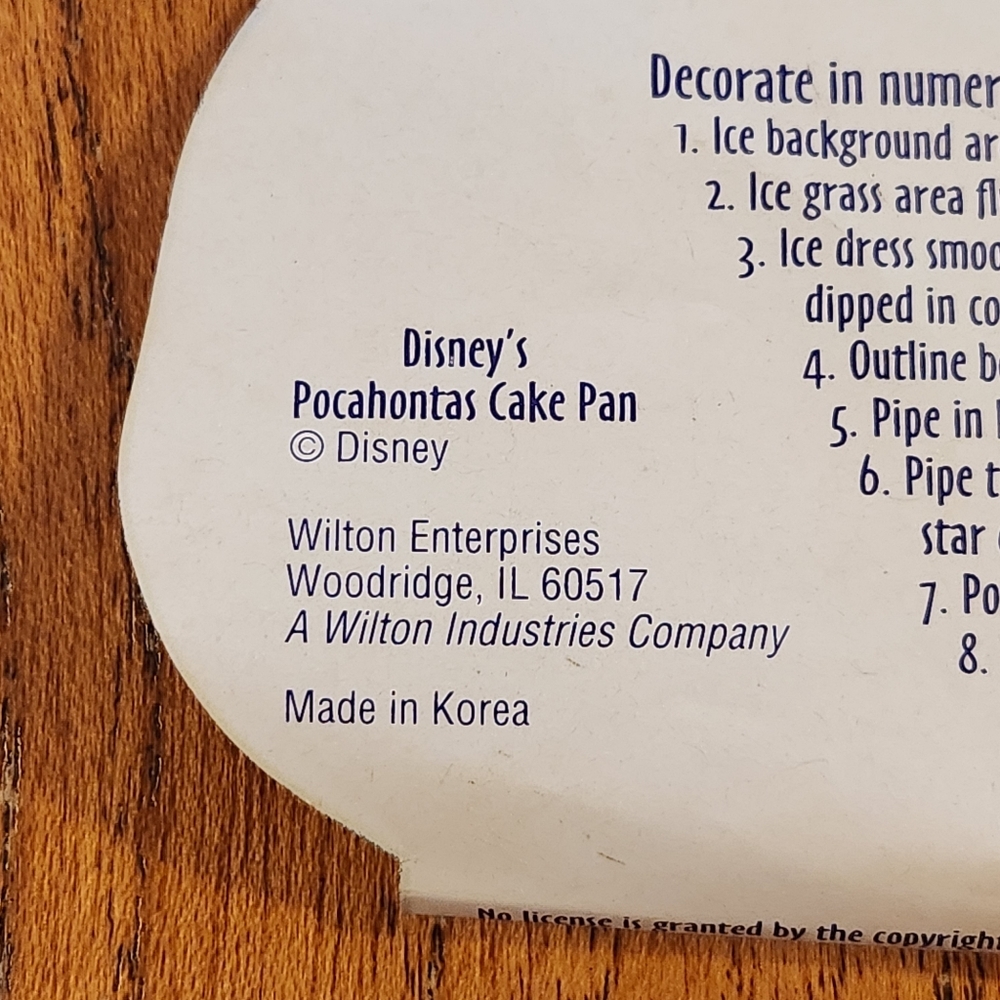 1995 Pocahontas Wilton Cake Pan Vintage 1990s Disney Birthday Cake Pan VTG - Picture 11 of 14